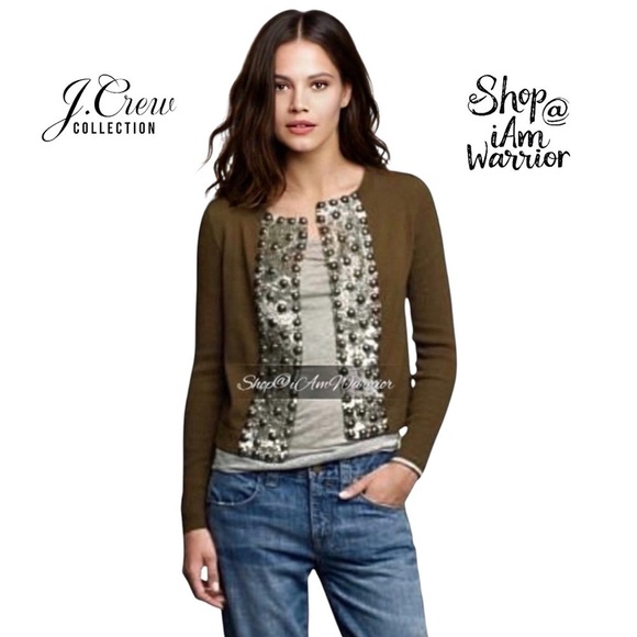 J.Crew Collection *rare* sequin bauble merino wool cardigan sweater - Picture 1 of 9